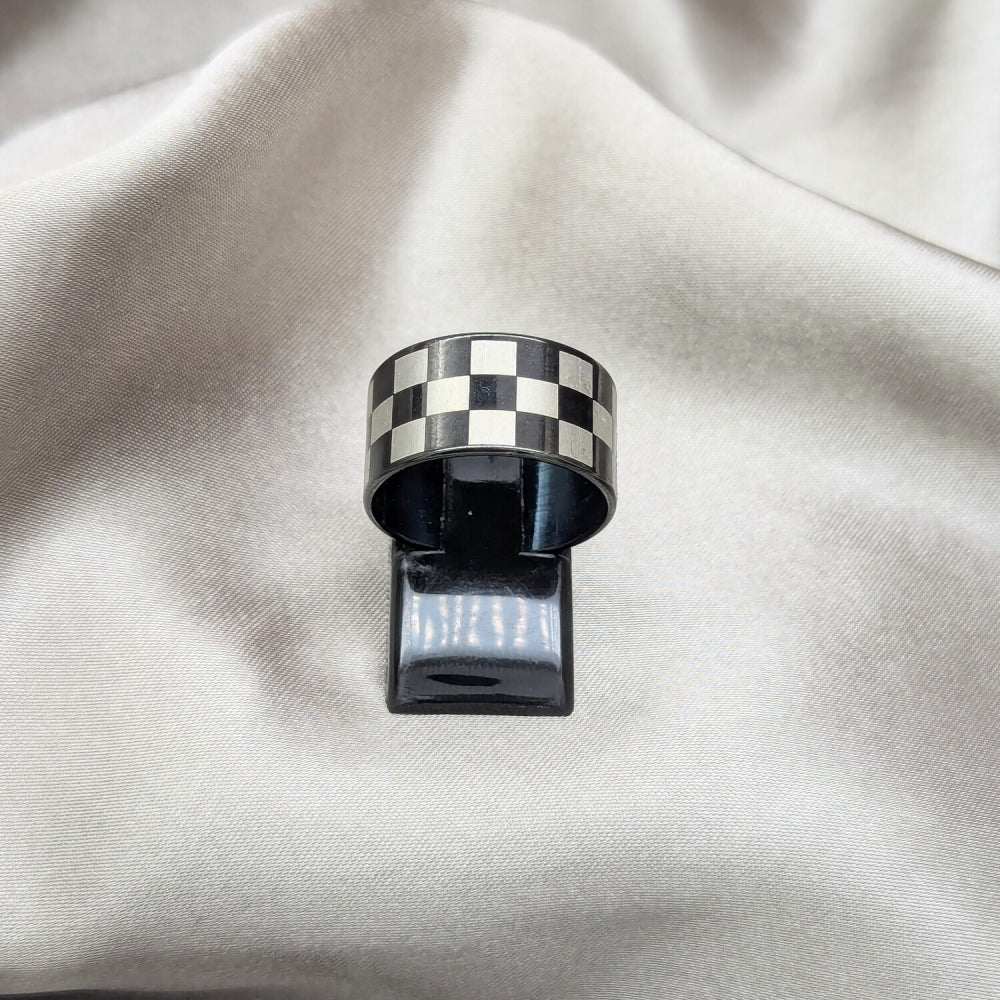 Stainless Steel Mens Ring, Polished, Black Rhodium Finish