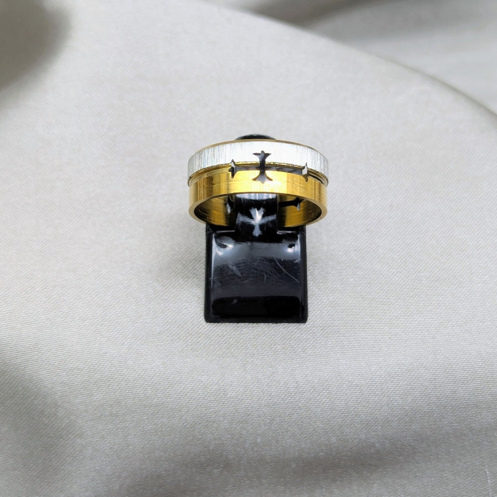 Stainless Steel Mens Ring, Polished, Two Tone