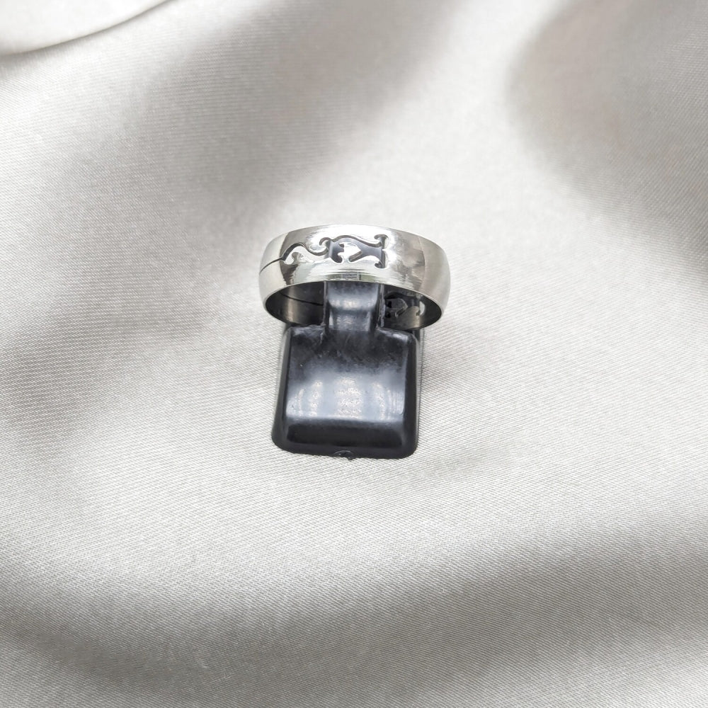 Stainless Steel Mens Ring, Black Polished, Steel Finish