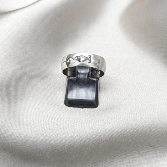 Stainless Steel Mens Ring, Black Polished, Steel Finish