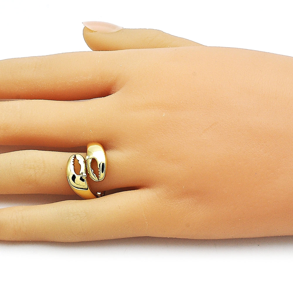Oro Laminado Elegant Ring, Gold Filled Style Shell Design, Polished, Golden Finish