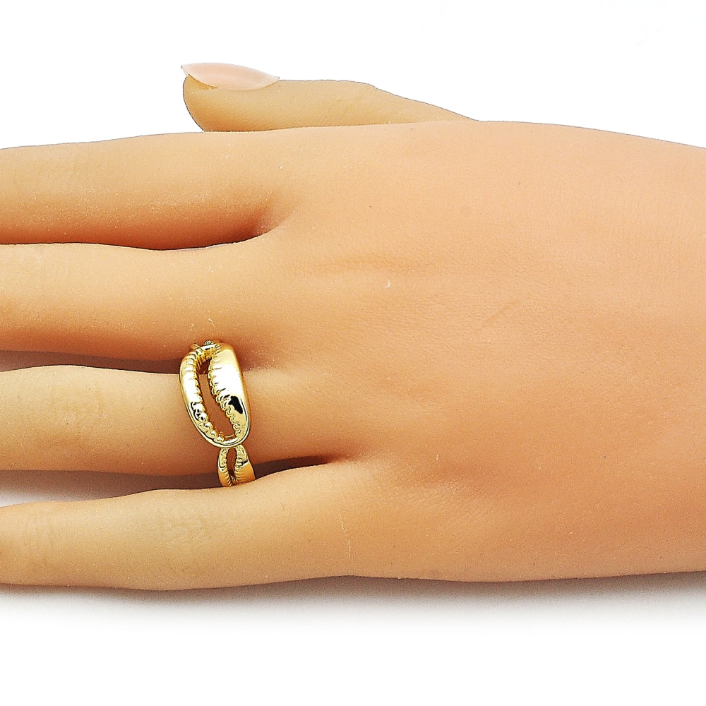 Oro Laminado Elegant Ring, Gold Filled Style Shell Design, Polished, Golden Finish