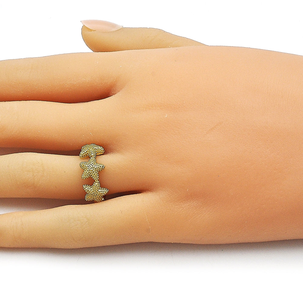 Oro Laminado Elegant Ring, Gold Filled Style Star Design, Matte Finish, Golden Finish