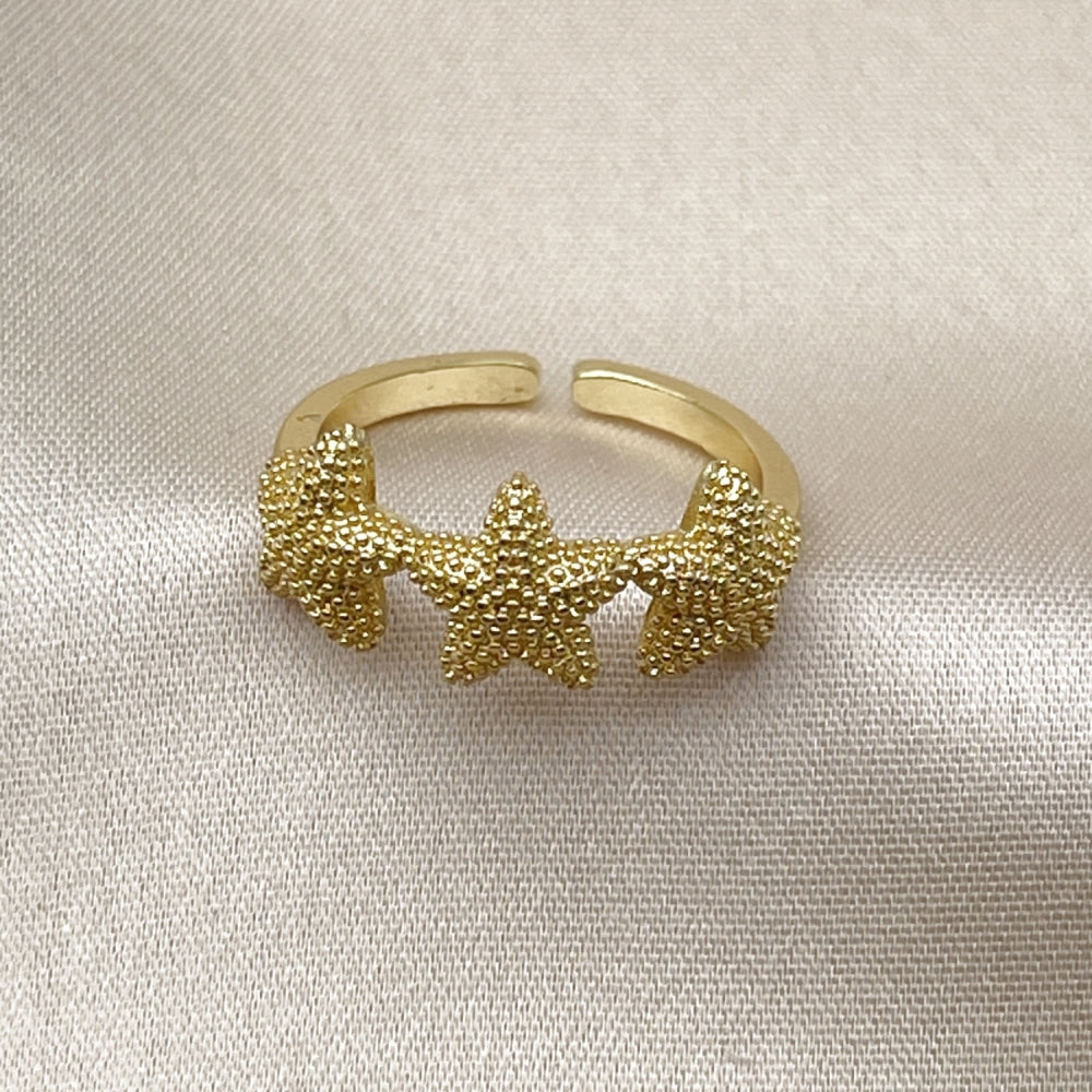 Oro Laminado Elegant Ring, Gold Filled Style Star Design, Matte Finish, Golden Finish
