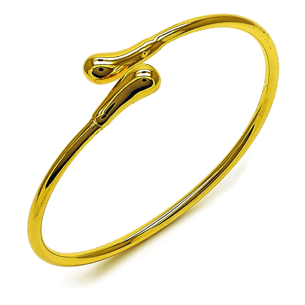 Oro Laminado Individual Bangle, Gold Filled Style Teardrop Design, Polished, Golden Finish