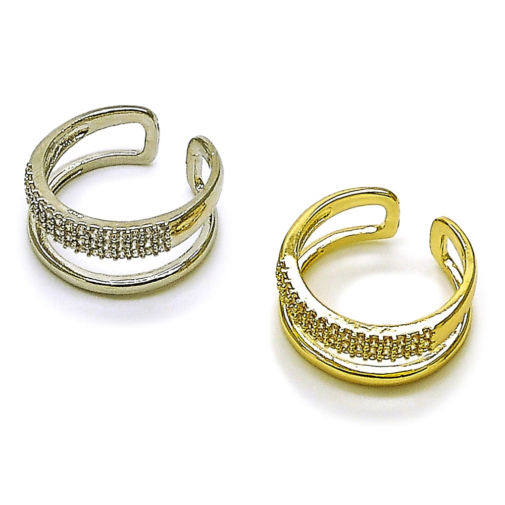 Oro Laminado Elegant Ring, Gold Filled Style with White Micro Pave, Polished, Golden Finish