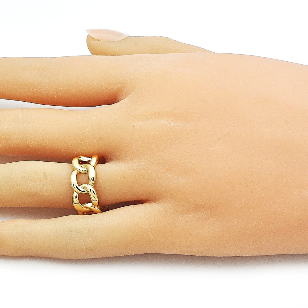 Oro Laminado Elegant Ring, Gold Filled Style Miami Cuban Design, Polished, Golden Finish