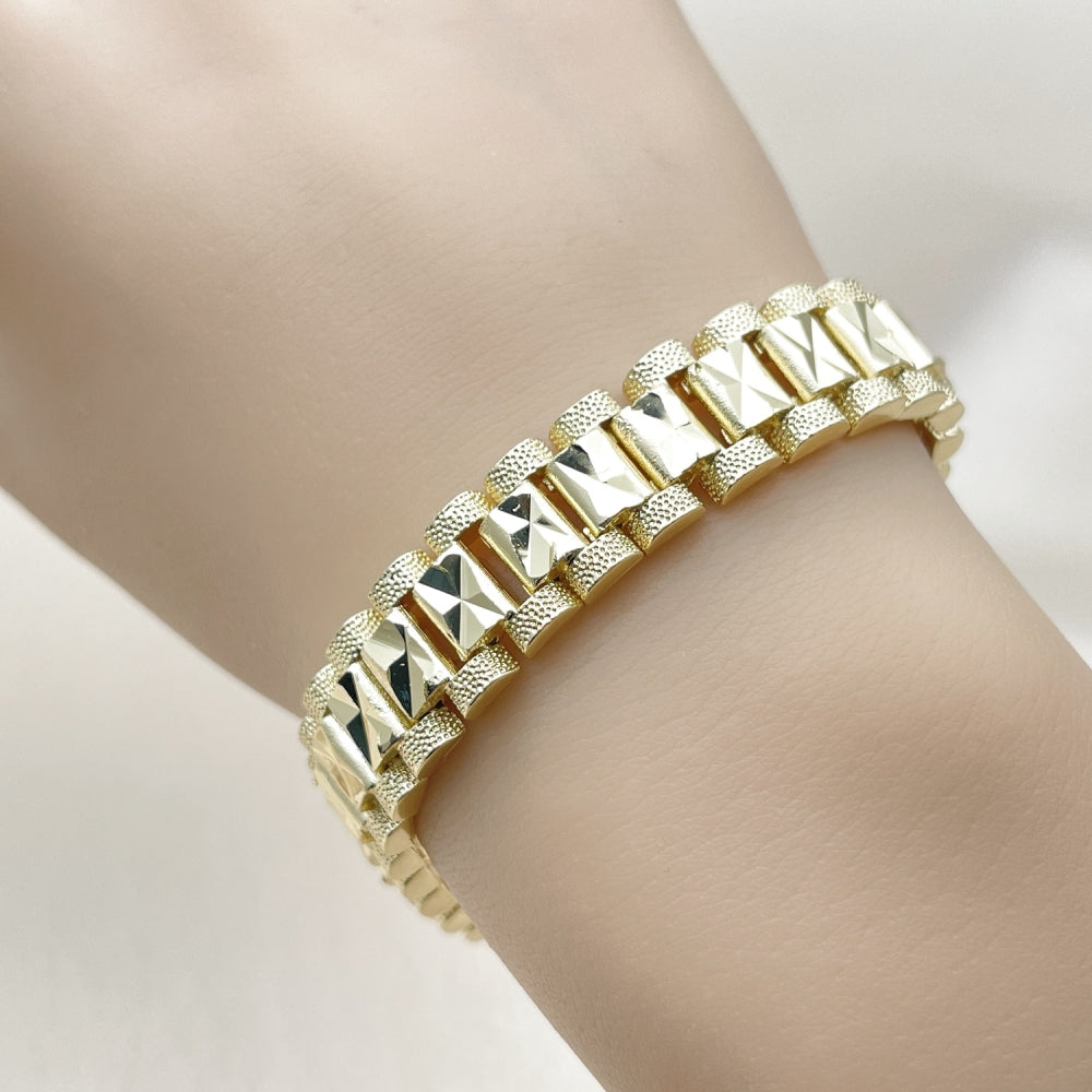 Oro Laminado Solid Bracelet, Gold Filled Style Matte Finish, Golden Finish