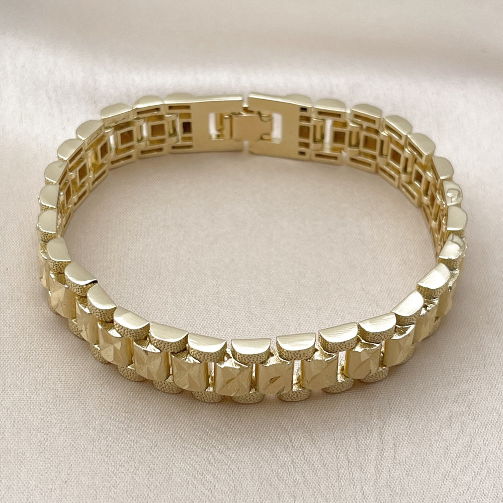 Oro Laminado Solid Bracelet, Gold Filled Style Matte Finish, Golden Finish