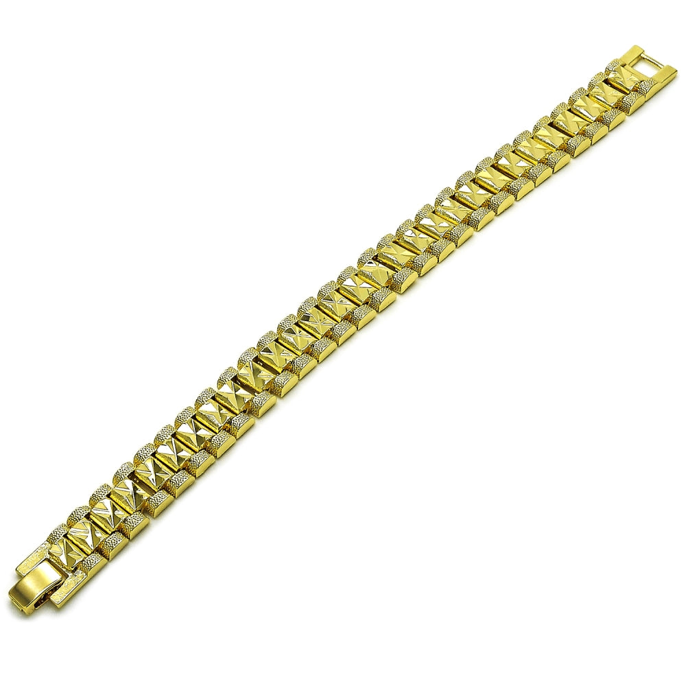 Oro Laminado Solid Bracelet, Gold Filled Style Matte Finish, Golden Finish