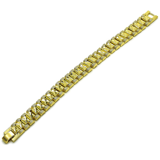 Oro Laminado Solid Bracelet, Gold Filled Style Matte Finish, Golden Finish