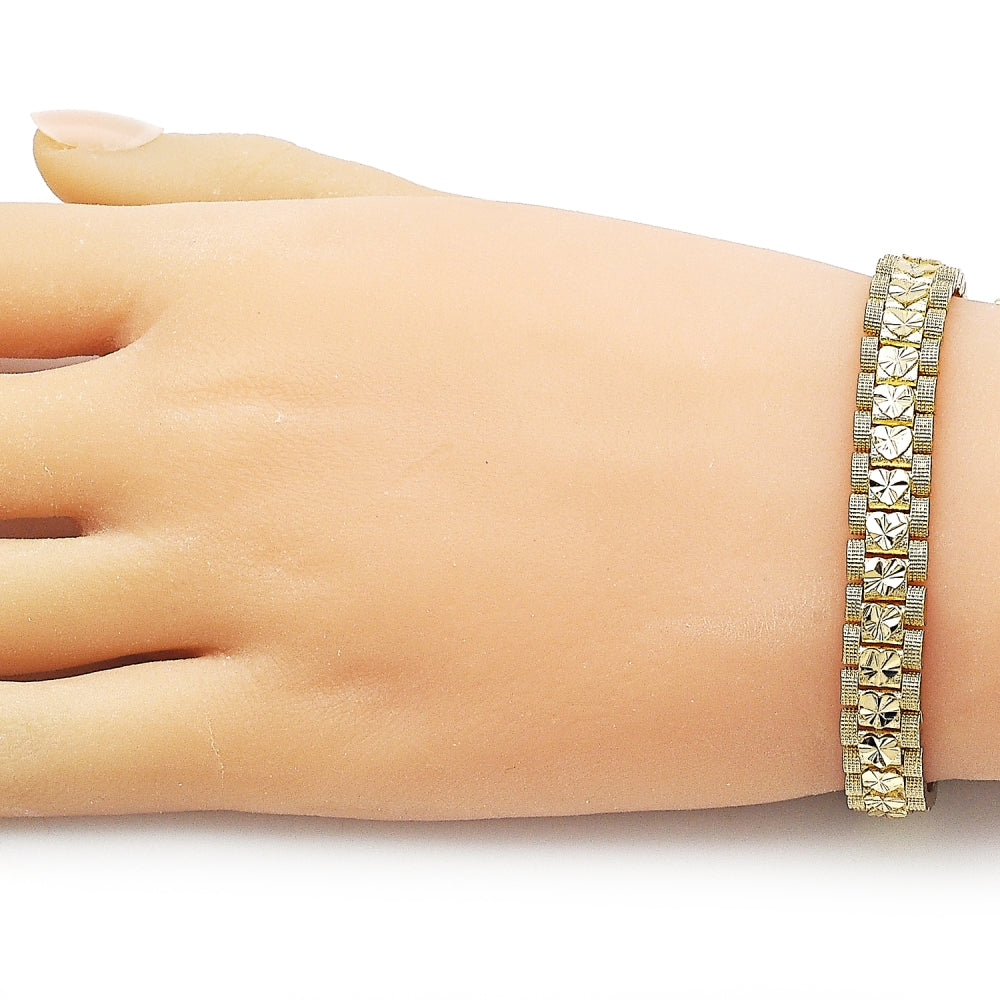 Oro Laminado Solid Bracelet, Gold Filled Style Matte Finish, Golden Finish