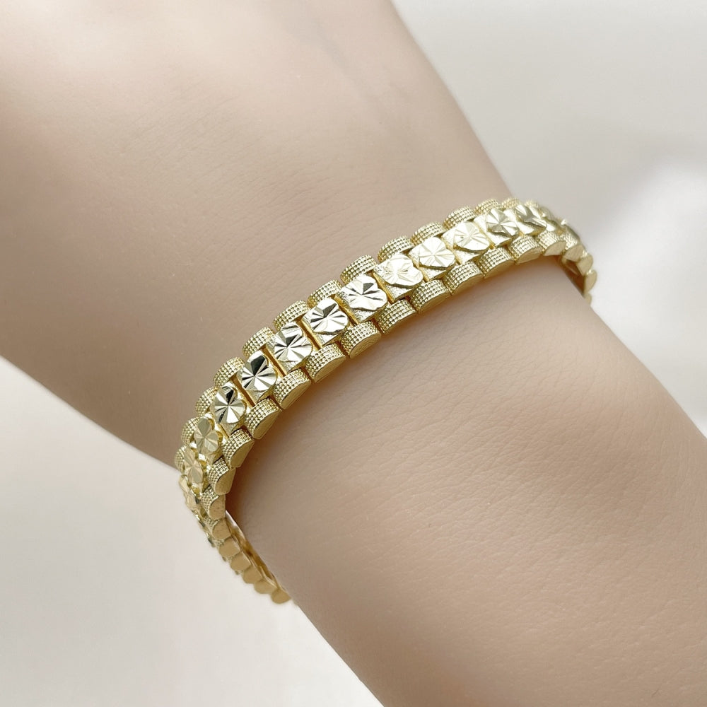 Oro Laminado Solid Bracelet, Gold Filled Style Matte Finish, Golden Finish