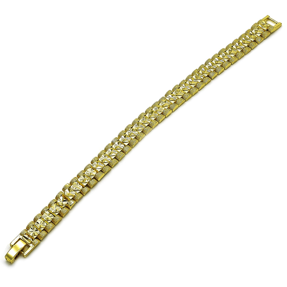 Oro Laminado Solid Bracelet, Gold Filled Style Matte Finish, Golden Finish