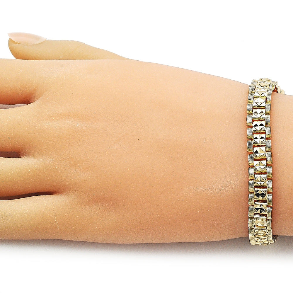 Oro Laminado Solid Bracelet, Gold Filled Style Matte Finish, Golden Finish