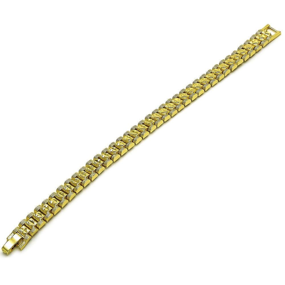 Oro Laminado Solid Bracelet, Gold Filled Style Matte Finish, Golden Finish