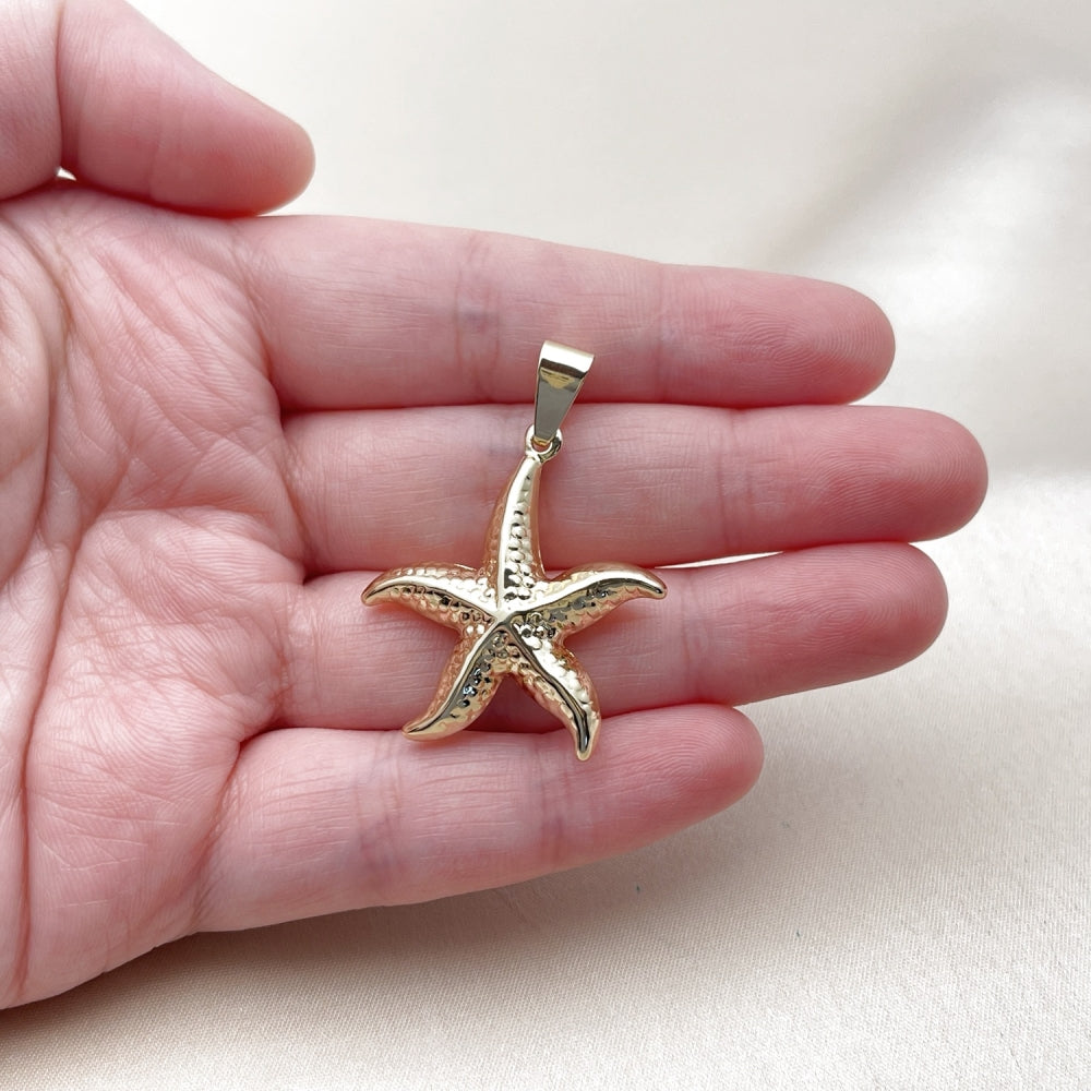 Oro Laminado Fancy Pendant, Gold Filled Style Star and Hollow Design, Polished, Golden Finish