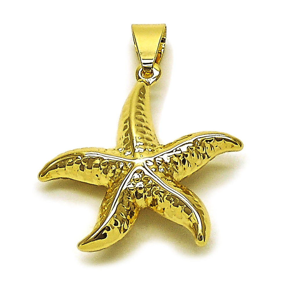 Oro Laminado Fancy Pendant, Gold Filled Style Star and Hollow Design, Polished, Golden Finish
