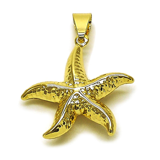 Oro Laminado Fancy Pendant, Gold Filled Style Star and Hollow Design, Polished, Golden Finish