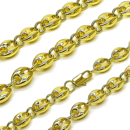 Oro Laminado Fancy Necklace, Gold Filled Style Puff Mariner Design, Polished, Golden Finish
