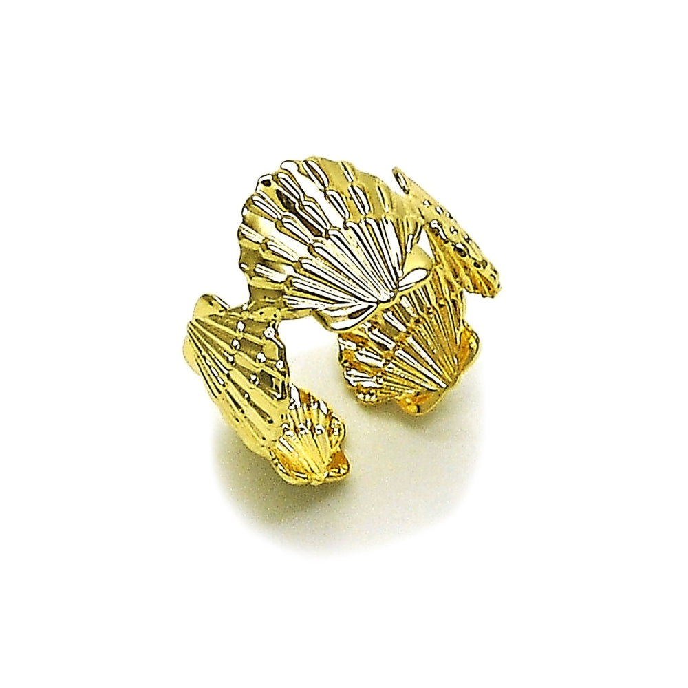 Oro Laminado Elegant Ring, Gold Filled Style Shell Design, Polished, Golden Finish