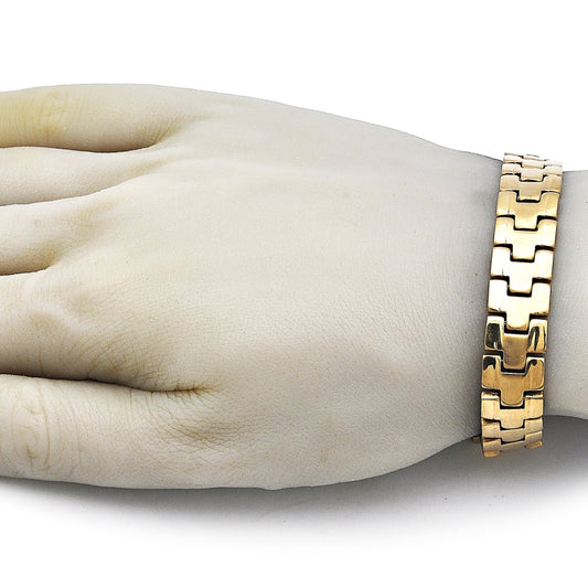 Stainless Steel Solid Bracelet, Polished, Golden Finish