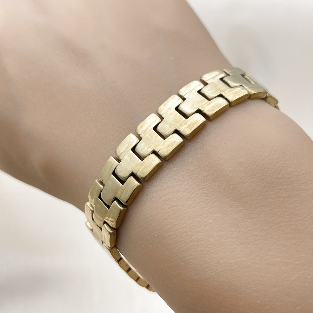 Stainless Steel Solid Bracelet, Polished, Golden Finish