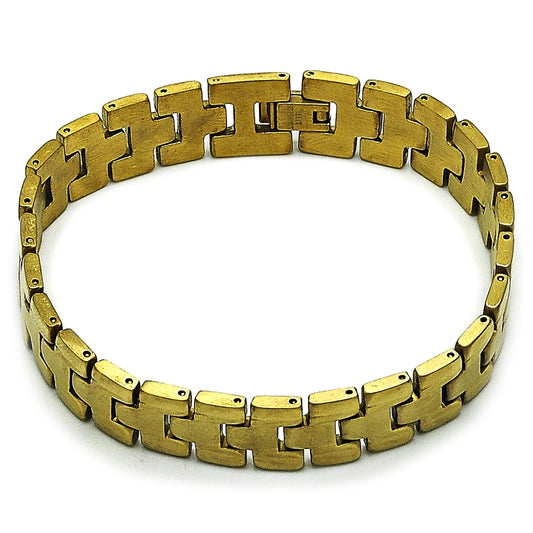 Stainless Steel Solid Bracelet, Polished, Golden Finish