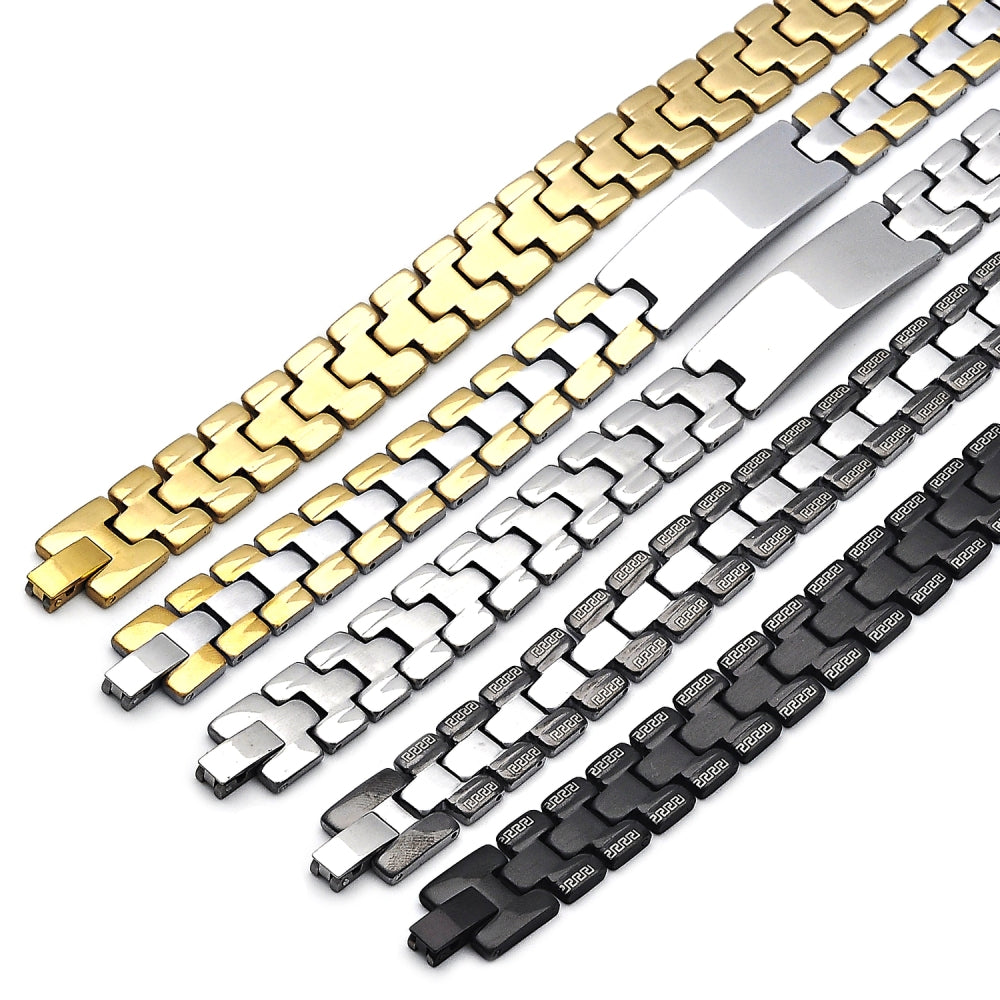 Stainless Steel Solid Bracelet, Polished, Golden Finish