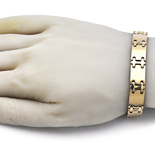 Stainless Steel Solid Bracelet, Polished, Golden Finish