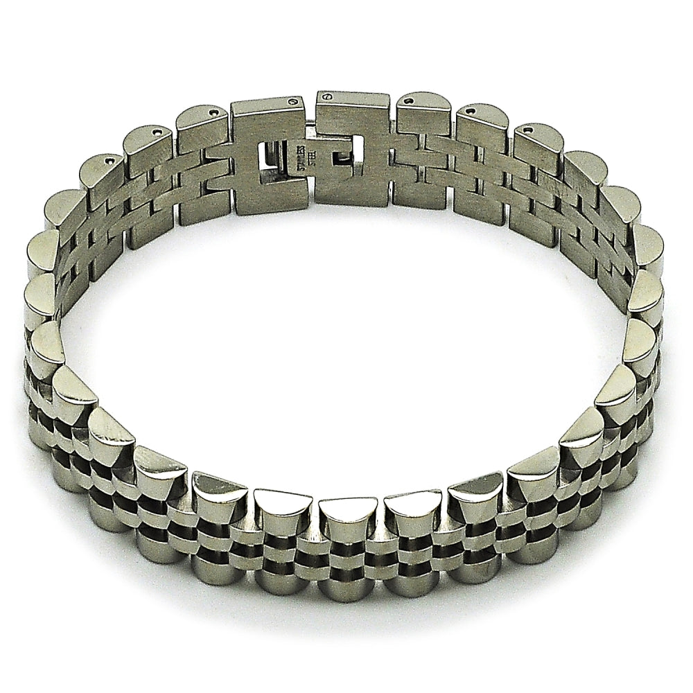 Stainless Steel Solid Bracelet, Polished, Steel Finish