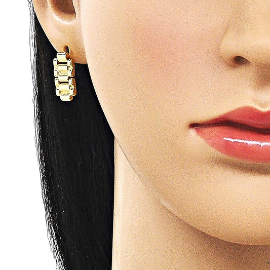 Oro Laminado Stud Earring, Gold Filled Style Belt Buckle Design, Polished, Golden Finish
