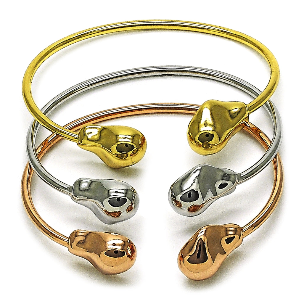Oro Laminado Trio Bangle, Gold Filled Style Polished, Tricolor