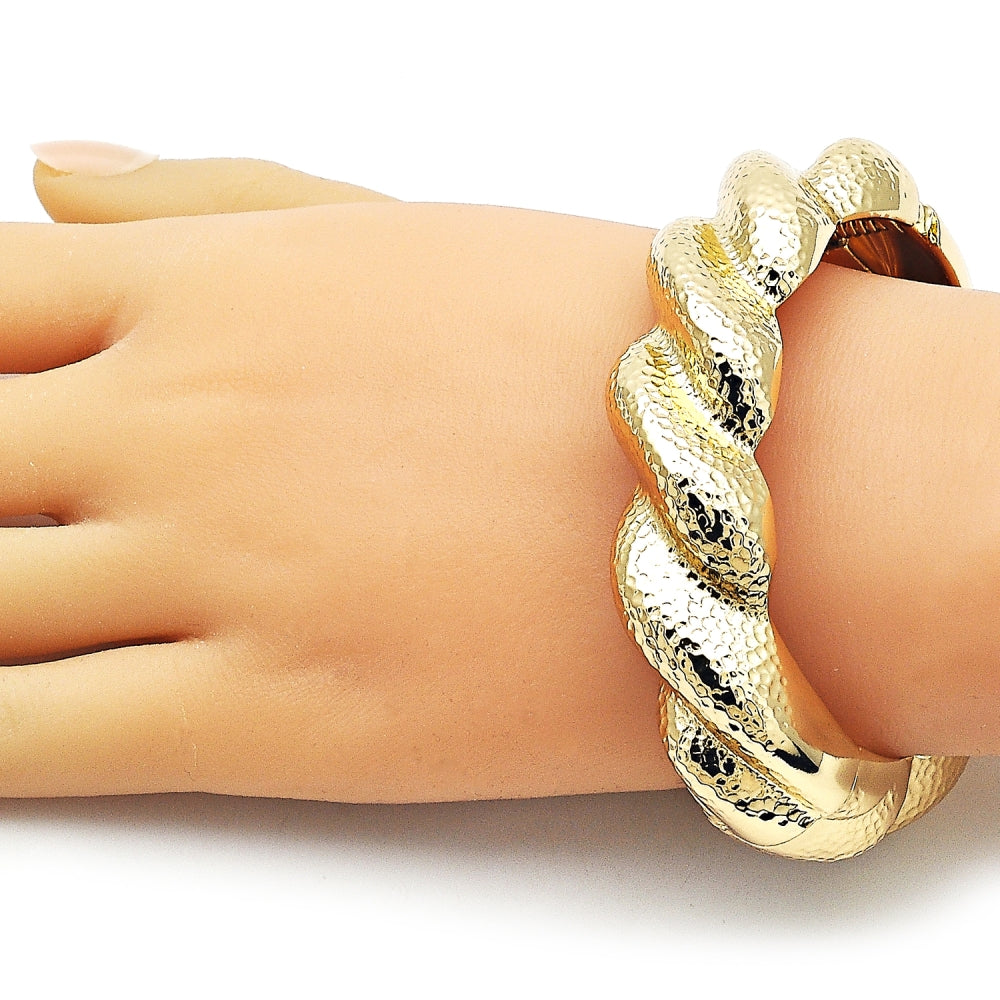 Oro Laminado Individual Bangle, Gold Filled Style Twist Design, Polished, Golden Finish