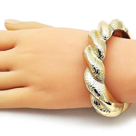 Oro Laminado Individual Bangle, Gold Filled Style Twist Design, Polished, Golden Finish