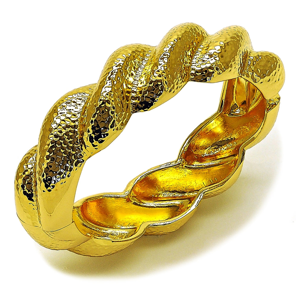 Oro Laminado Individual Bangle, Gold Filled Style Twist Design, Polished, Golden Finish