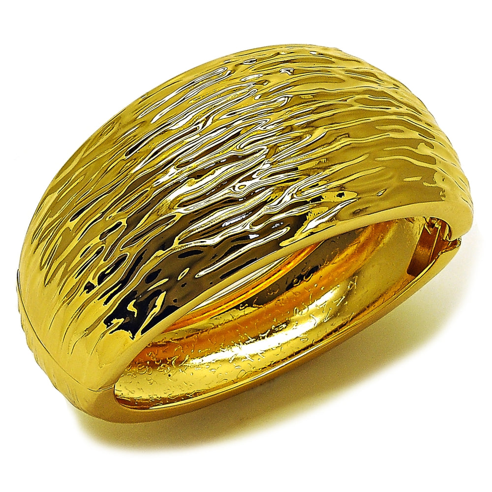 Oro Laminado Individual Bangle, Gold Filled Style Diamond Cutting Finish, Golden Finish