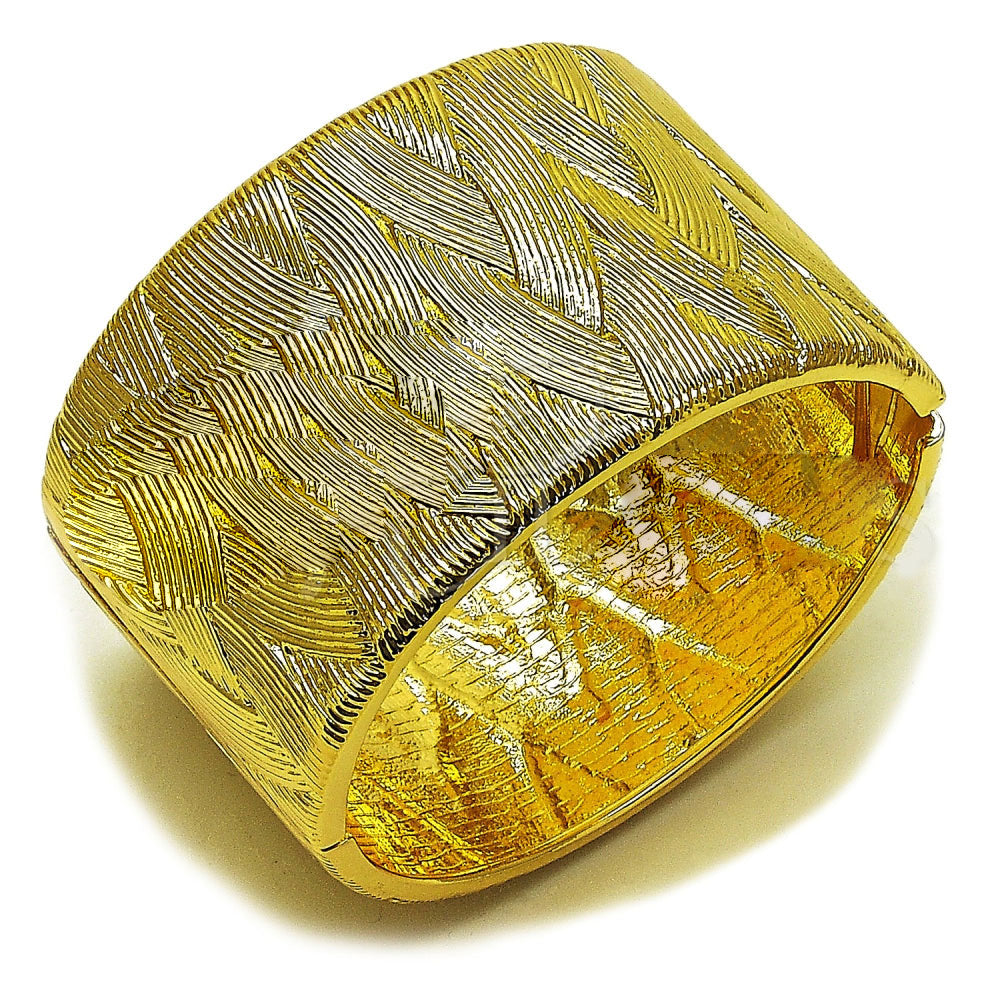 Oro Laminado Individual Bangle, Gold Filled Style Diamond Cutting Finish, Golden Finish