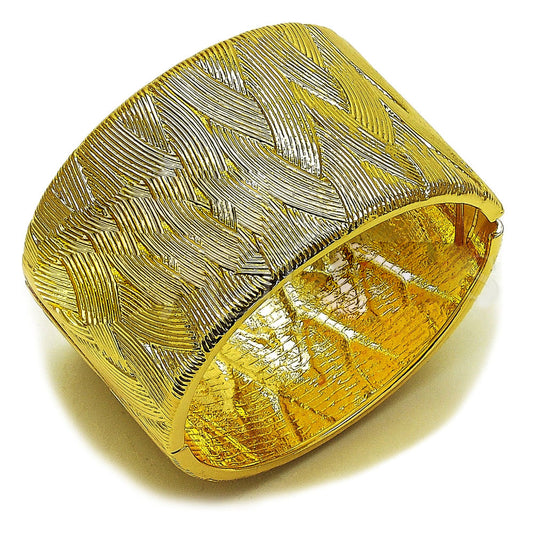 Oro Laminado Individual Bangle, Gold Filled Style Diamond Cutting Finish, Golden Finish