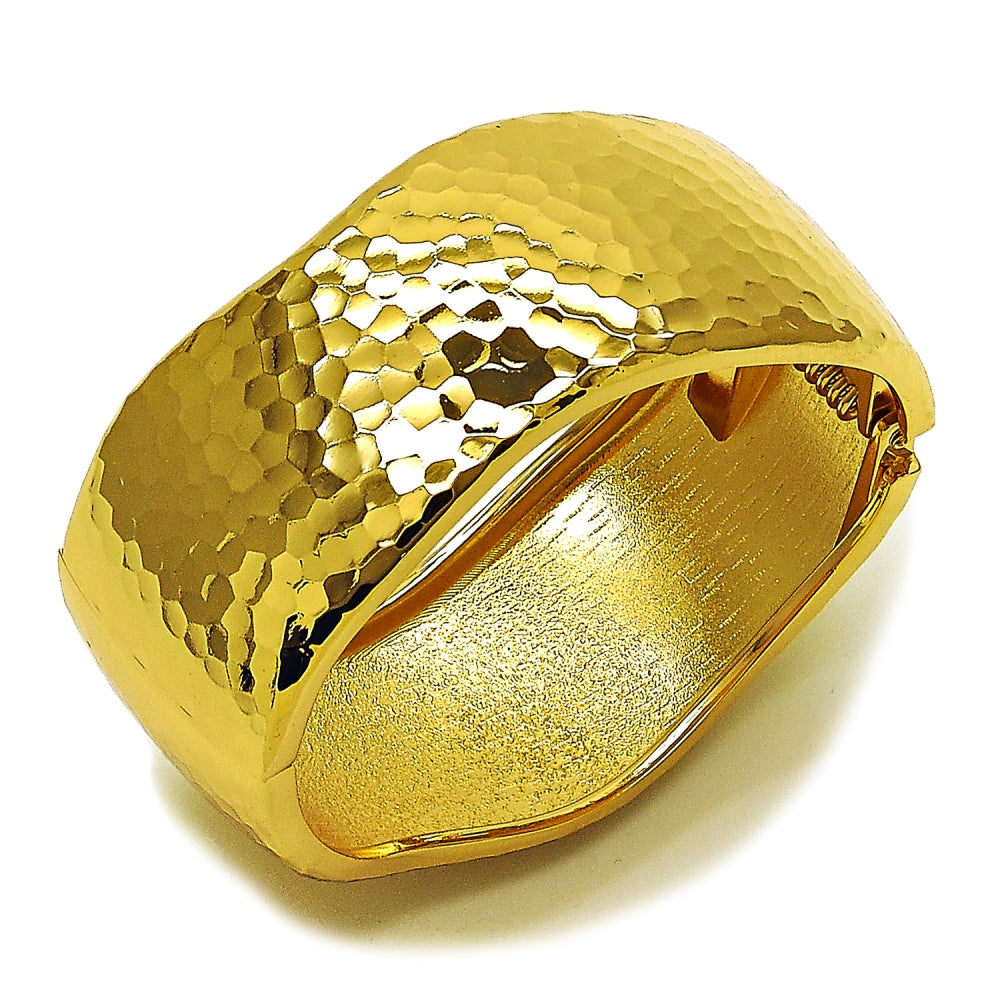 Oro Laminado Individual Bangle, Gold Filled Style Disco Design, Diamond Cutting Finish, Golden Finish