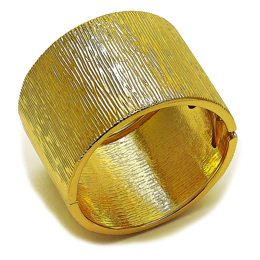 Oro Laminado Individual Bangle, Gold Filled Style Diamond Cutting Finish, Golden Finish
