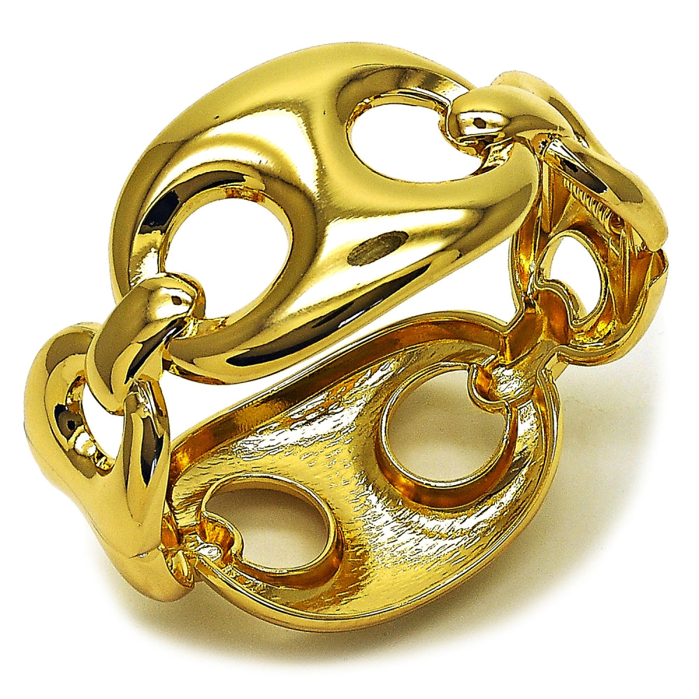 Oro Laminado Individual Bangle, Gold Filled Style Puff Mariner Design, Polished, Golden Finish