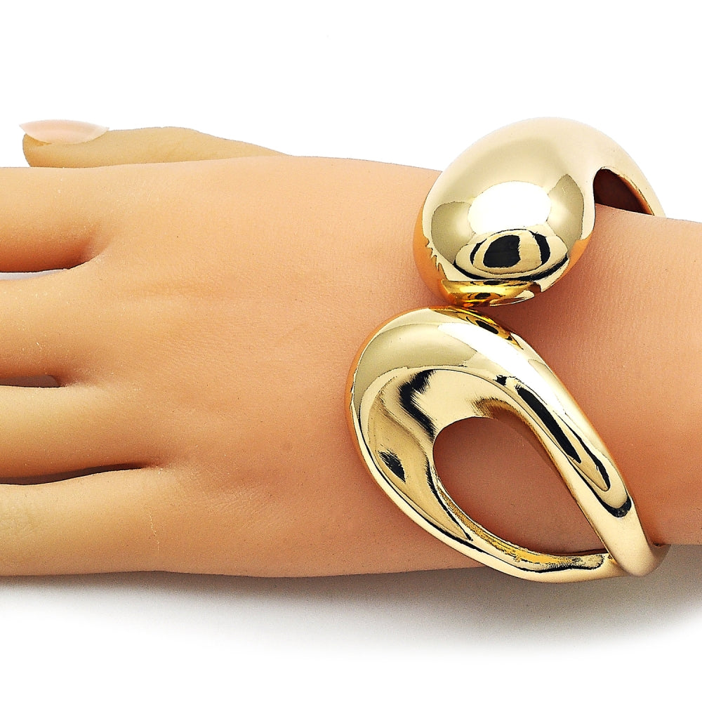 Oro Laminado Individual Bangle, Gold Filled Style Teardrop Design, Polished, Golden Finish