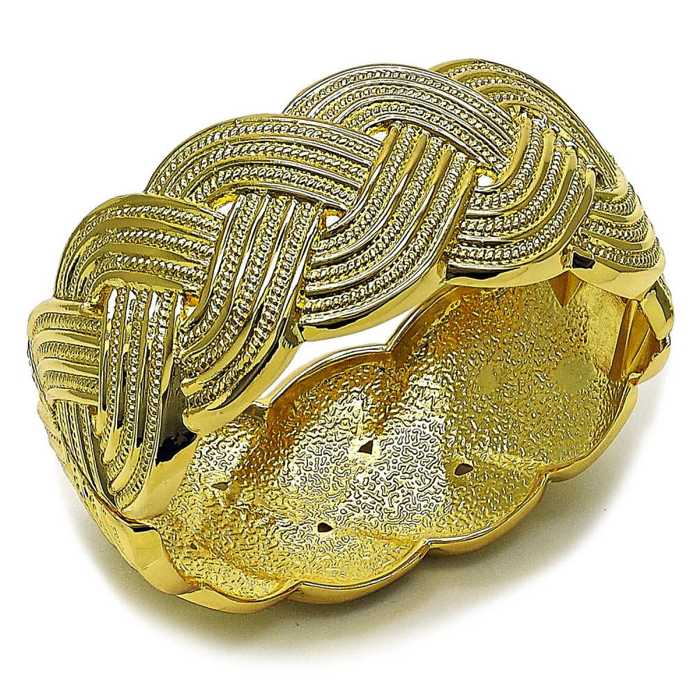 Oro Laminado Individual Bangle, Gold Filled Style Twist Design, Diamond Cutting Finish, Golden Finish