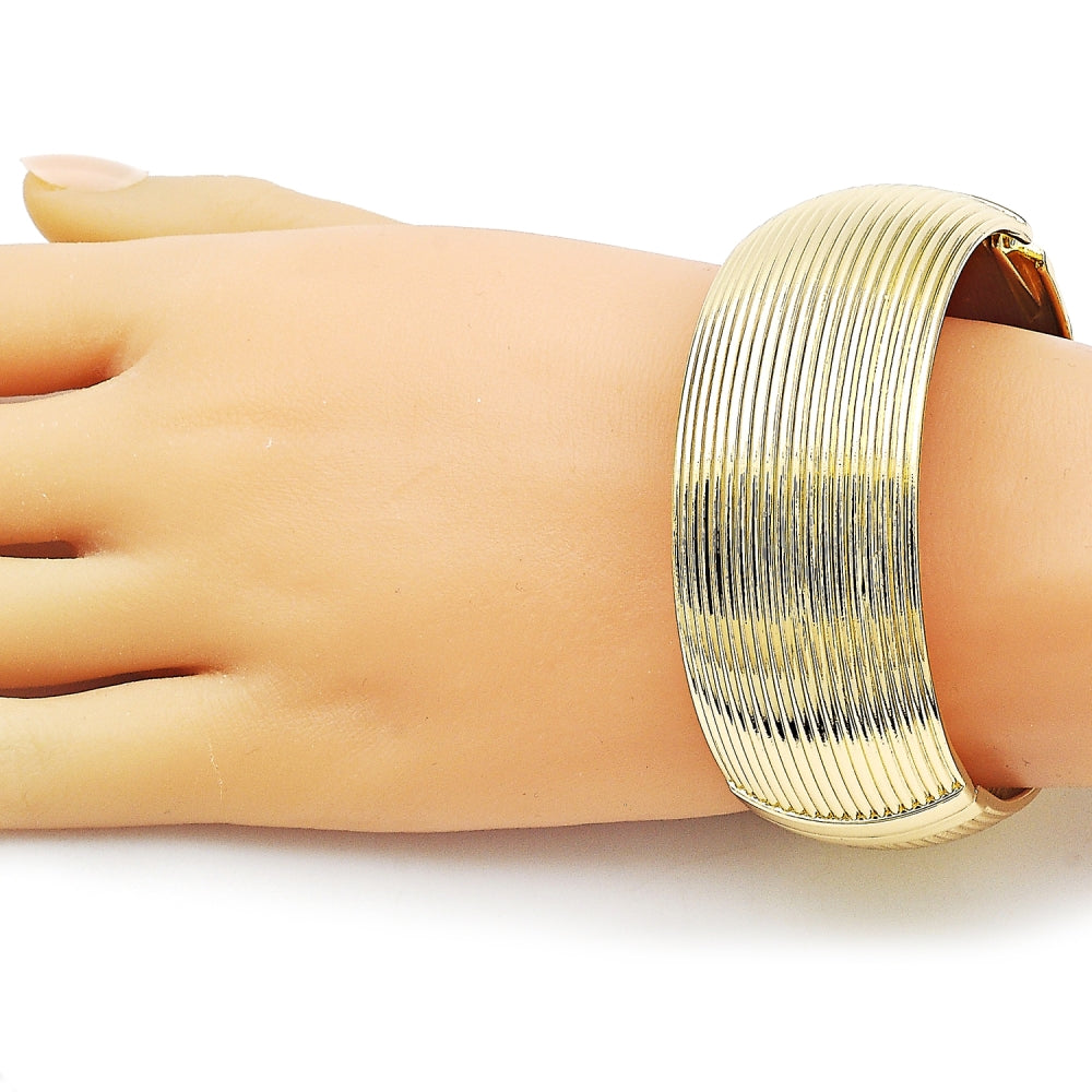 Oro Laminado Individual Bangle, Gold Filled Style Diamond Cutting Finish, Golden Finish
