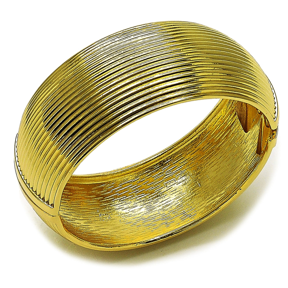 Oro Laminado Individual Bangle, Gold Filled Style Diamond Cutting Finish, Golden Finish