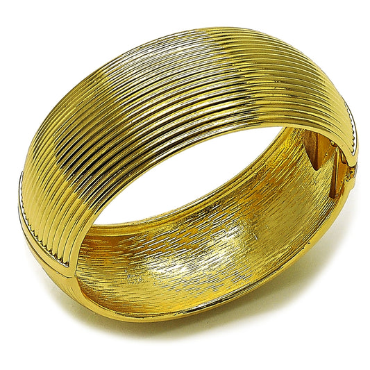 Oro Laminado Individual Bangle, Gold Filled Style Diamond Cutting Finish, Golden Finish