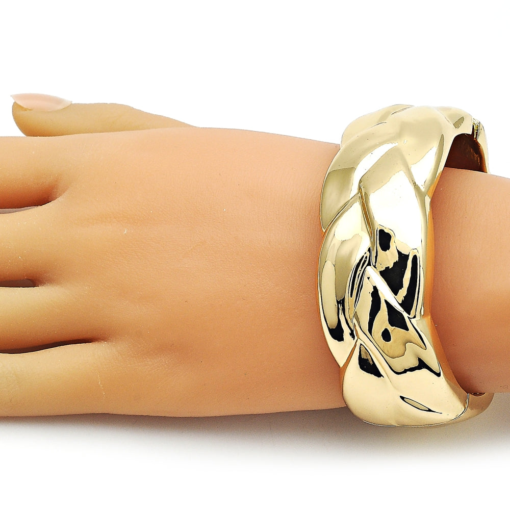 Oro Laminado Individual Bangle, Gold Filled Style Twist Design, Polished, Golden Finish