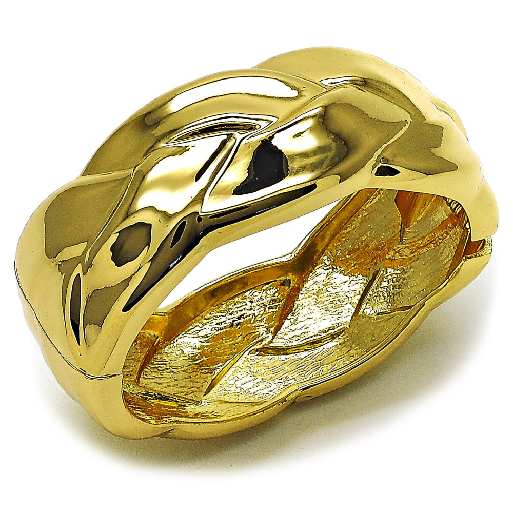 Oro Laminado Individual Bangle, Gold Filled Style Twist Design, Polished, Golden Finish