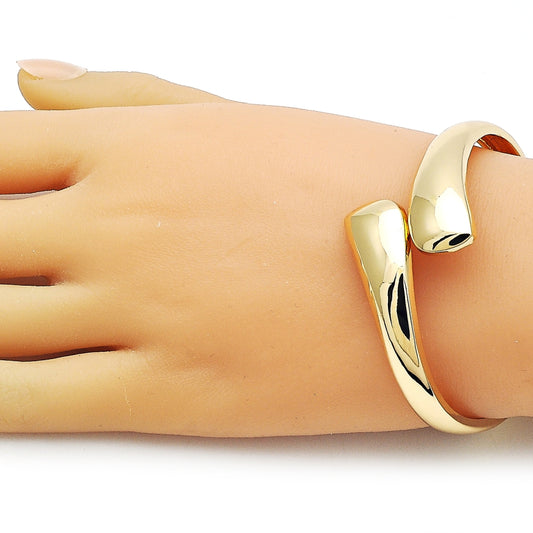 Oro Laminado Individual Bangle, Gold Filled Style Teardrop Design, Polished, Golden Finish